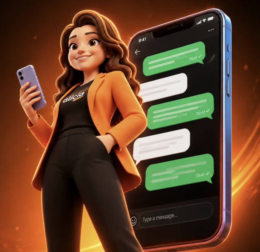 Alicia, secretária virtual, atendendo clientes no WhatsApp